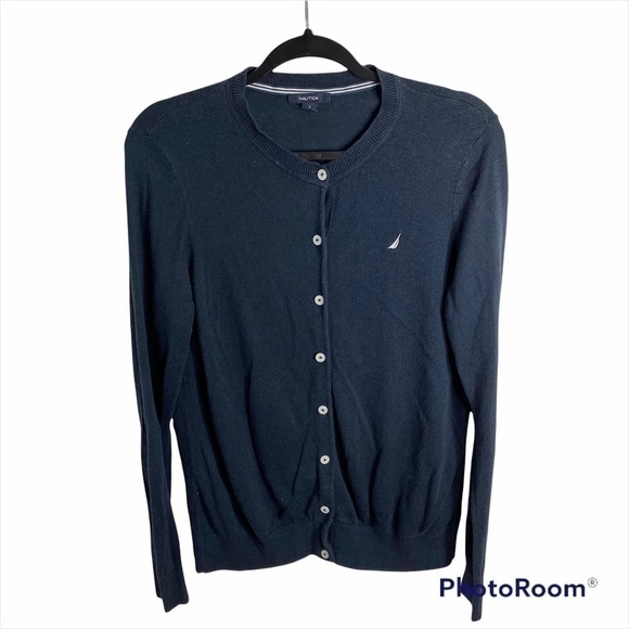 Nautica Cardigan Women’s Large Navy Blue Women’s Sweater - Picture 1 of 7